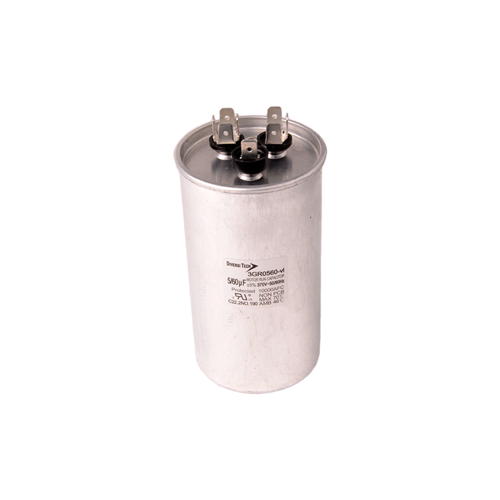 This DiversiTech® 3GR0560 Motor Run Capacitor, Round, 60+5µF, 370 volts ...