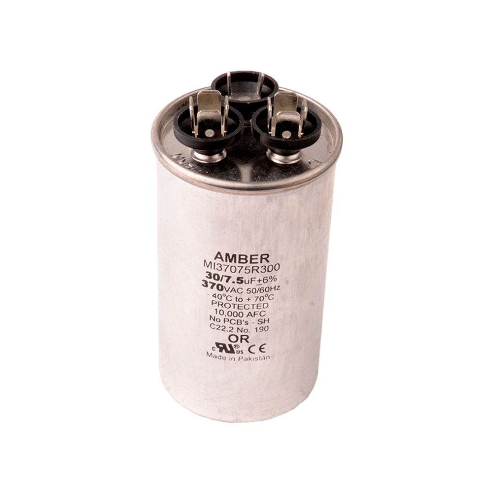 Mtr. Run Cap,Rnd,30+7.5uf 370v